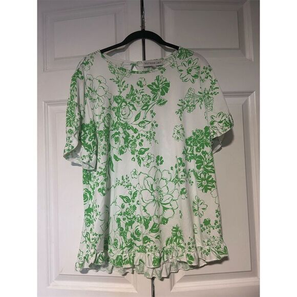 Southern Lady Women's Size L Green Floral Casual Shirt - Picture 1 of 7